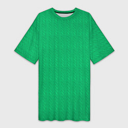 Женская длинная футболка Зеленый вязаный свитер