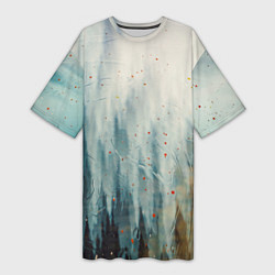 Женская длинная футболка Абстрактные водянистые паттерны и краски