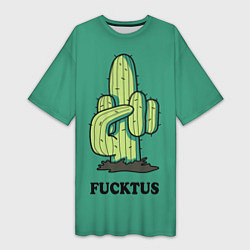 Футболка женская длинная Fucktus cactus, цвет: 3D-принт