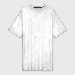 Женская длинная футболка Белые новогодние снежинки