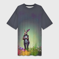 Женская длинная футболка Кролик на стиле