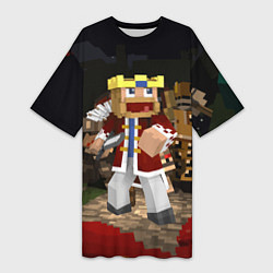 Женская длинная футболка Minecraft - warrior - video game - sword