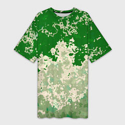 Женская длинная футболка Абстракция в зелёных тонах