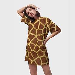 Футболка женская длинная Текстура жирафа, цвет: 3D-принт — фото 2