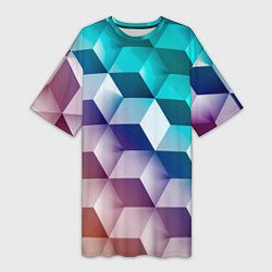 Женская длинная футболка Объёмные разноцветные кубы