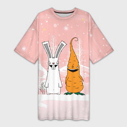 Женская длинная футболка Заяц и морковь