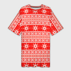 Женская длинная футболка New Year snowflake pattern