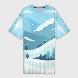Женская длинная футболка Заснеженные горы