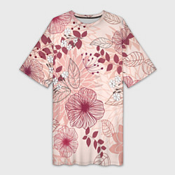 Футболка женская длинная Floral pattern, цвет: 3D-принт