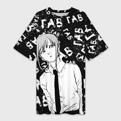 Футболка женская длинная Макима: гав-гав, цвет: 3D-принт