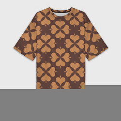 Женская длинная футболка Четырехлистный клевер коричневый