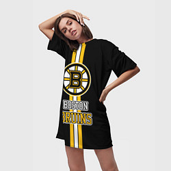 Футболка женская длинная Бостон Брюинз - НХЛ, цвет: 3D-принт — фото 2
