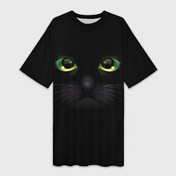 Футболка женская длинная Черную кошку совсем не интересует, цвет: 3D-принт
