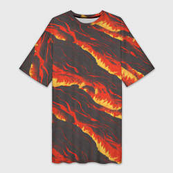 Женская длинная футболка Потоки лавы в японском стиле