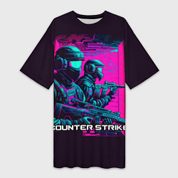 Женская длинная футболка Cs Go neon