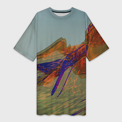 Женская длинная футболка Волнообразные разноцветные музыкальные линии