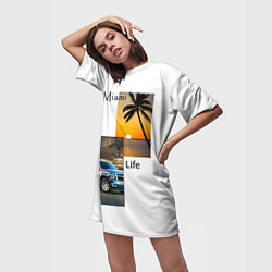 Футболка женская длинная Miami Life, цвет: 3D-принт — фото 2