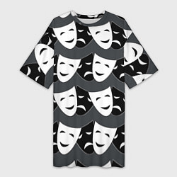 Футболка женская длинная Две маски, цвет: 3D-принт