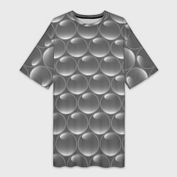 Футболка женская длинная Абстрактное множество серых металлических шаров, цвет: 3D-принт