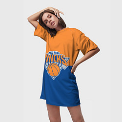 Футболка женская длинная Нью-Йорк Никс НБА, цвет: 3D-принт — фото 2