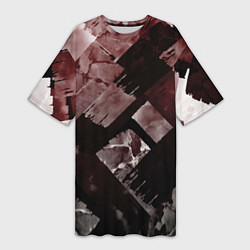 Футболка женская длинная Красные и чёрные полосы, цвет: 3D-принт