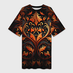 Футболка женская длинная Огненные узоры, цвет: 3D-принт