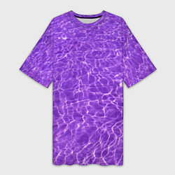 Футболка женская длинная Абстрактные фиолетовые волны воды, цвет: 3D-принт
