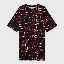 Женская длинная футболка Love паттерн