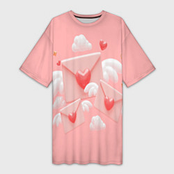 Женская длинная футболка Валентинки