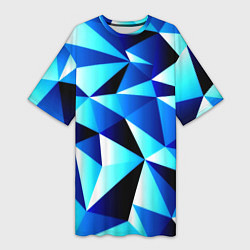 Футболка женская длинная Полигоны треугольники, цвет: 3D-принт