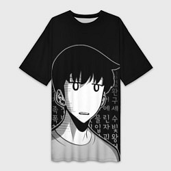 Футболка женская длинная Сон Джин Ву недоумение, цвет: 3D-принт