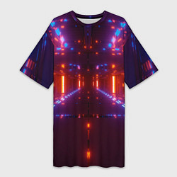 Женская длинная футболка Неоновые разнообразные абстрактные лучи