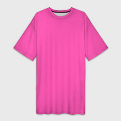 Футболка женская длинная Кислотный розовый, цвет: 3D-принт