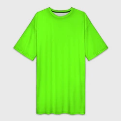 Футболка женская длинная Кислотный зеленый, цвет: 3D-принт