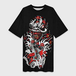 Женская длинная футболка Irezumi самурай