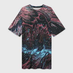 Футболка женская длинная Разводы от краски, цвет: 3D-принт