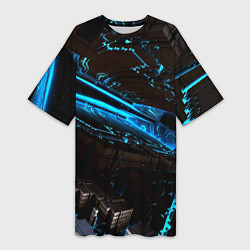 Футболка женская длинная Digital space abstraction, цвет: 3D-принт