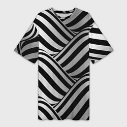 Футболка женская длинная Авангардный фрактальный паттерн, цвет: 3D-принт