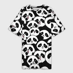 Женская длинная футболка Весёлые панды