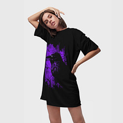 Футболка женская длинная Dark purple raven, цвет: 3D-принт — фото 2