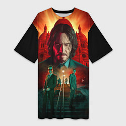 Женская длинная футболка John Wick catholic church Paris