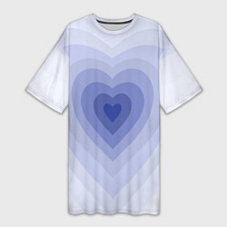 Футболка женская длинная Голубое сердце градиент, цвет: 3D-принт