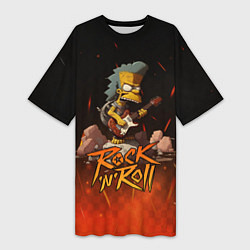 Футболка женская длинная Rock n roll fire Simpsons, цвет: 3D-принт