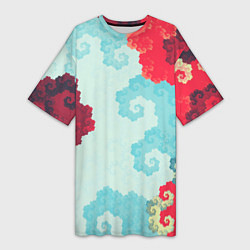 Женская длинная футболка Пиксельный цветочный паттерн