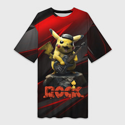 Футболка женская длинная Pikachu Rock style, цвет: 3D-принт