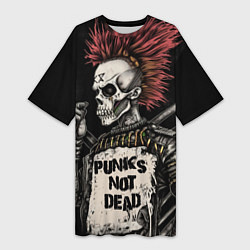 Футболка женская длинная Punks not dead, цвет: 3D-принт