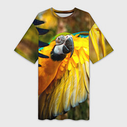 Футболка женская длинная Взлёт попугая, цвет: 3D-принт