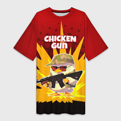 Футболка женская длинная Chicken Gun - спецназ, цвет: 3D-принт