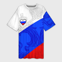 Футболка женская длинная Сердечко - Россия, цвет: 3D-принт