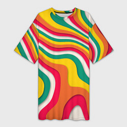 Женская длинная футболка Множество красочных линий